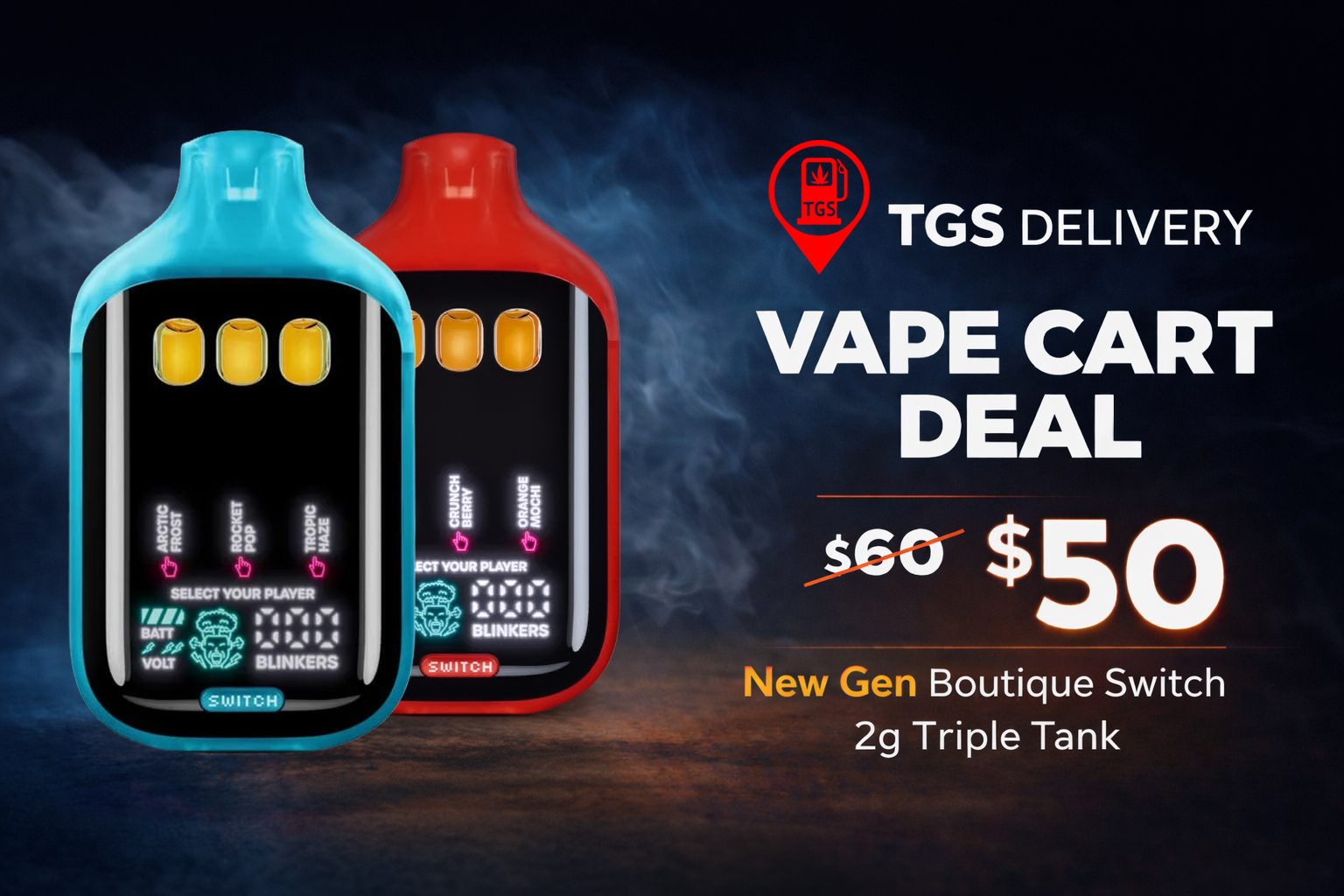 Vape Cart Deal $50 New Gen Boutique Switch 2 G Triple Tank